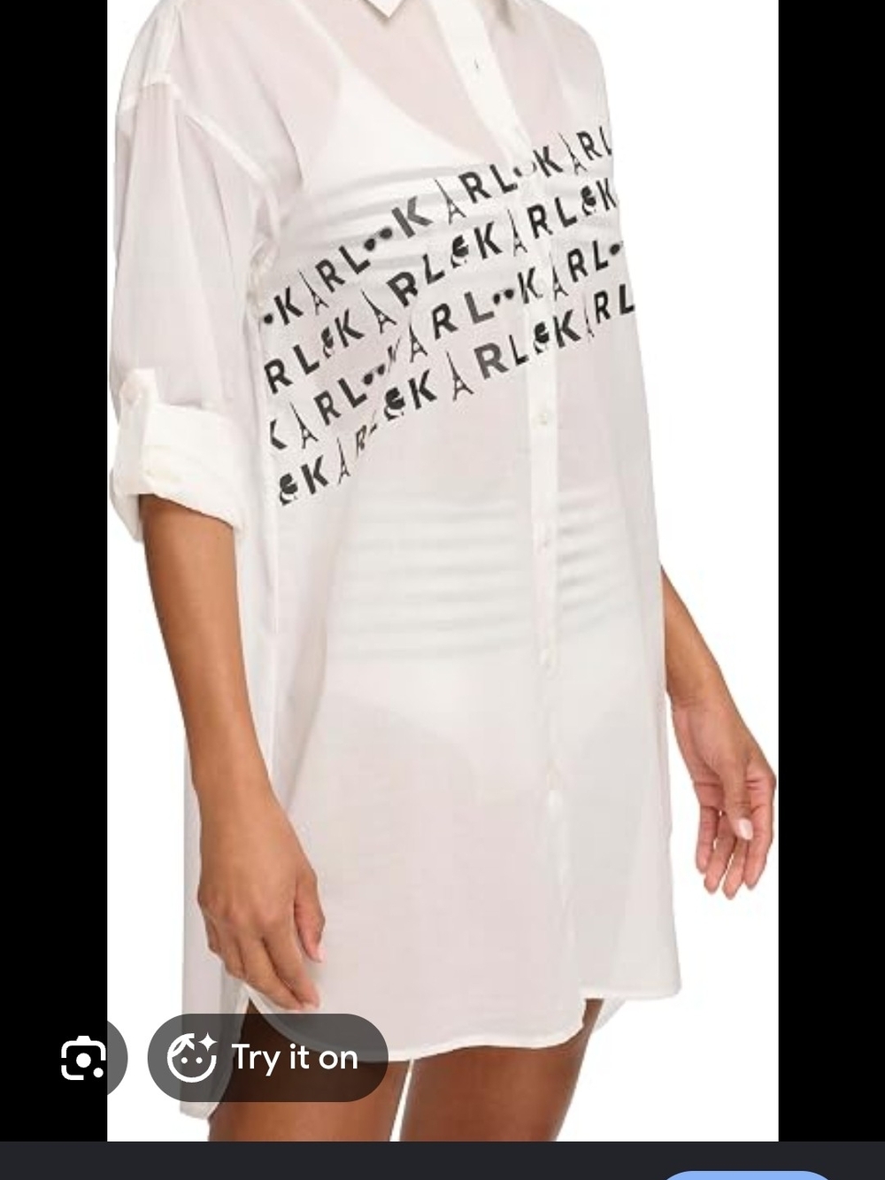Karl Lagerfeld White Sheer Button-Up Shirt